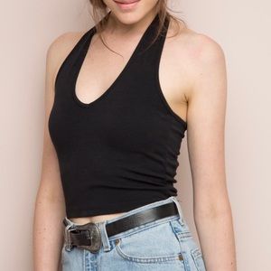 Brandy Melville black halter top (cropped)